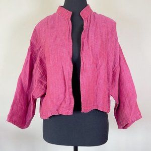EILEEN FISHER | IRISH LINEN CROPPED FUCHSIA JACKET